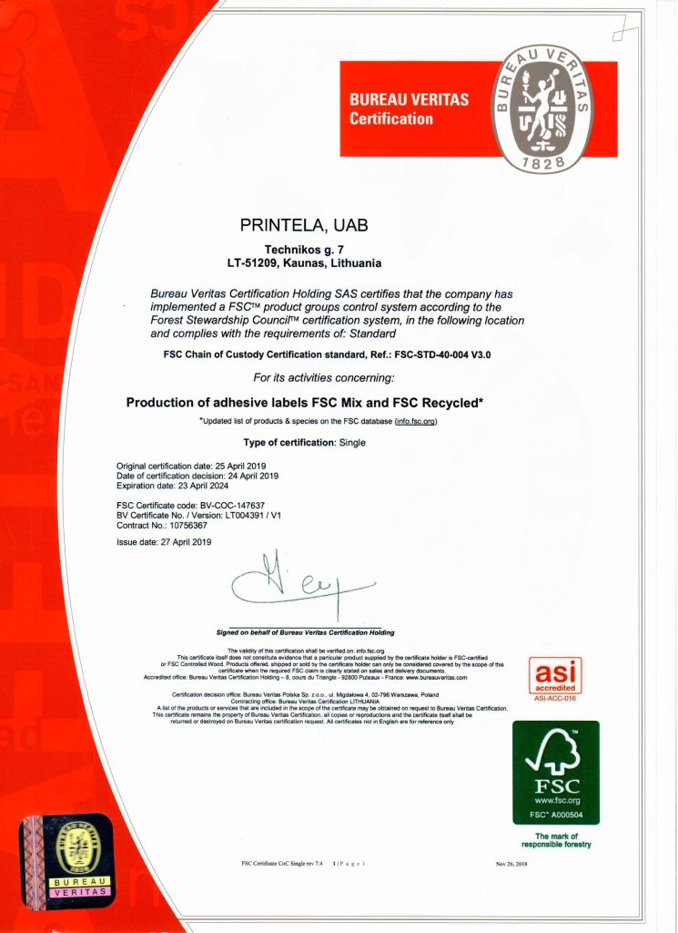 FSC sertificate